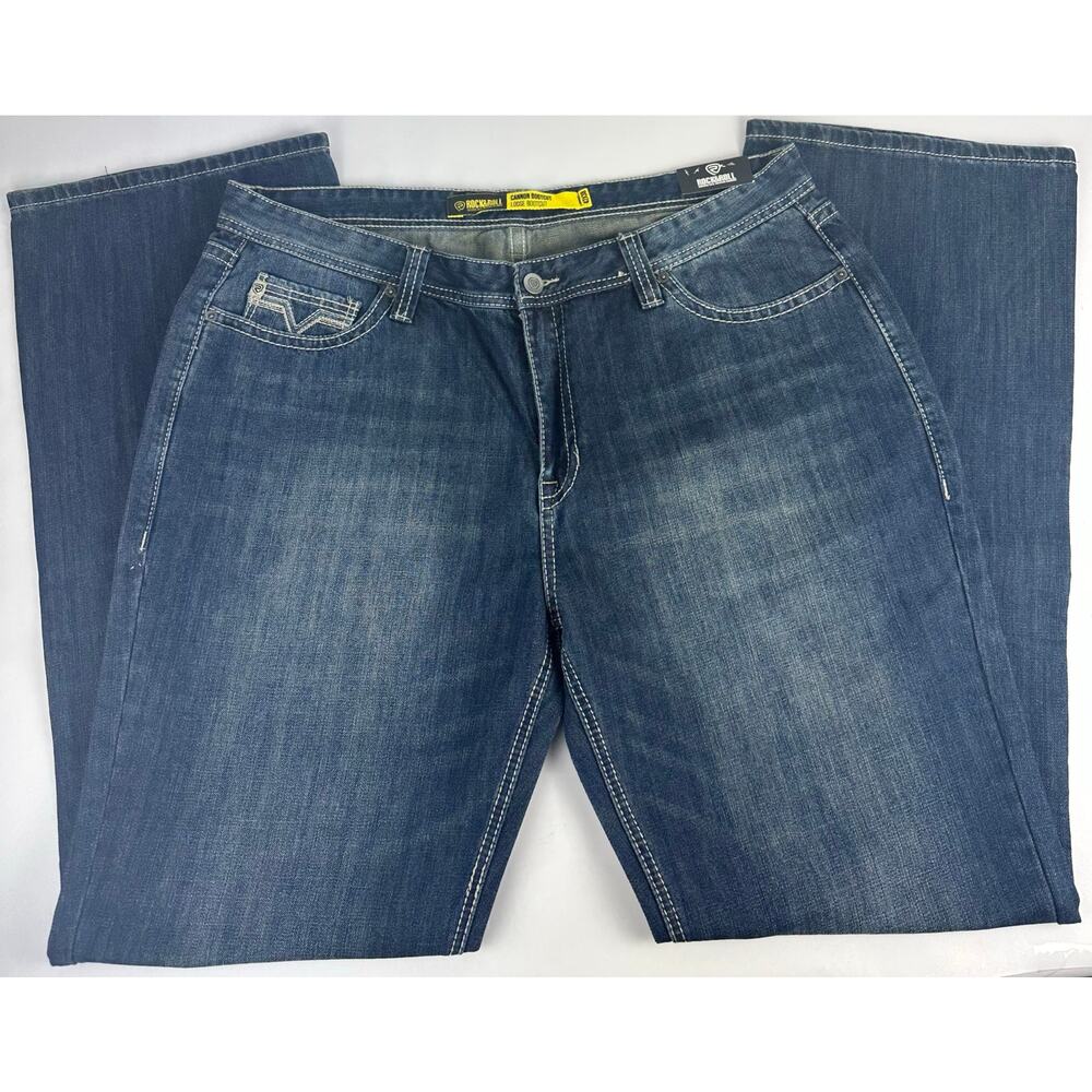 Rock & Roll Denim Cannon Loose Bootcut Leg Jeans Medium Wash 42x38 Medium Wash